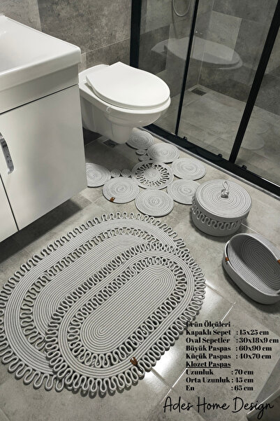 ADES HOME DESİGN Jüt,Banyo Takımı,Banyo Seti,Banyo Paspası, Paspas Takımı,Mak...