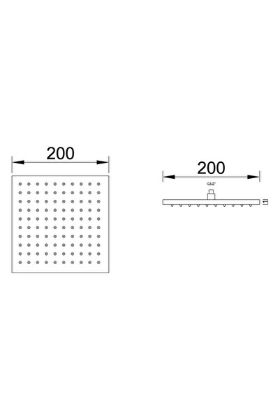 BALİOR Tepe Duş Başlığı Kare SLİM 20x20 Paslanmaz Çelik