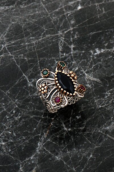 Sümer Telkari Safir Taşlı Telkari İşlemeli Hercai Kelebek Gümüş Yüzük 2497