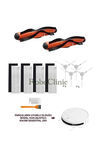 Roboclinic Xiaomi Mi Robot Vacuum Mop Essential - مجموعة مكنسة كهربائية متوافقة 2 في 1 12 قطعة (رمز النموذج: MJSTG1)