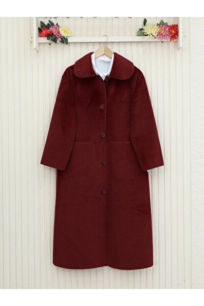 Modamorfo Claret Red Coat with Buttons and Pockets