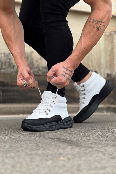 Afrodit Charcoal White High Sole Half Ankle Boots