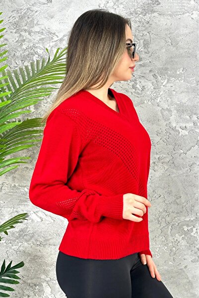 ATEMODAA V ajur detaylı v yaka kazak