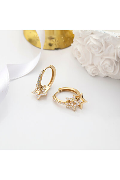 Ersöz Kuyumculuk 14 Ayar Altın Sallantılı Yıldız Küpe-seyahat Çantası Hediyeli