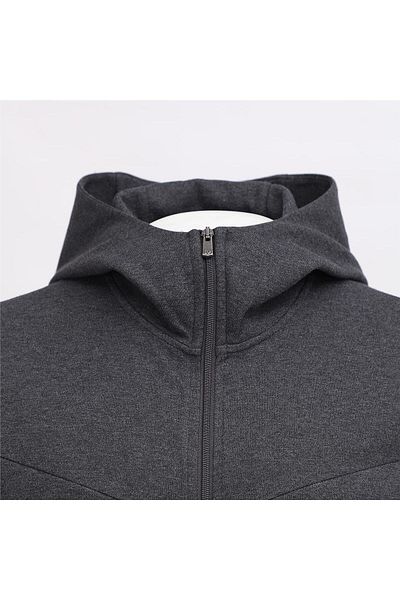 WANEX Men's Long Sleeve Hooded Stand Collar Jacket - Swt-302 - Anthracite