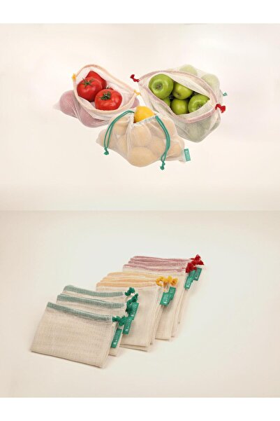 Torbambende 100% Pamuklu 9 Adet Alışveriş Ve Saklama Torbası