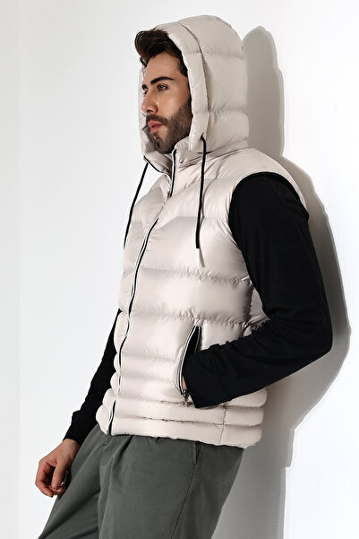 B.HE.Z Чоловічий жилет з підкладкою з гелевим наповнювачем, внутрішніми кишенями, знімним капюшоном на блискавці та надувними вставками.