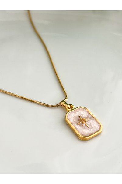 ALEYKA Fashionable Women's Necklace with Enamel North Star with Steel Chain