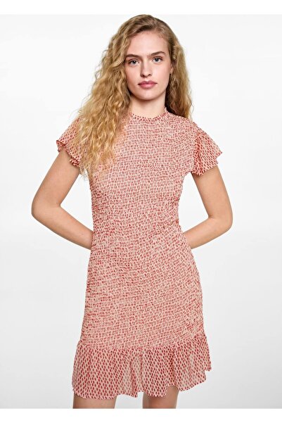 Mango Teen Desenli volanlı elbise