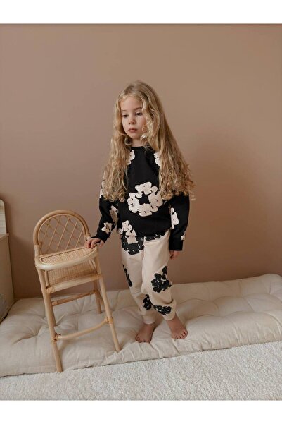 YİGİT BUTİK Yigit Boutique Printed Girl's Bottom Top Set