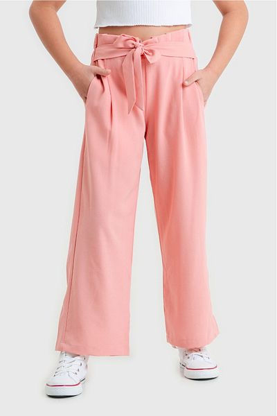 GİYİCEM TEKSTİL Girl's Lace-Up Waist Linen Trousers 2541
