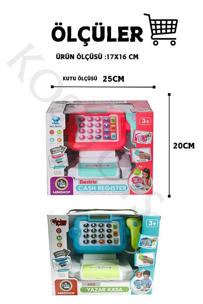 kosetoys Colorful Lighted Barcode Reader Toy Cash Register with 14 Pieces Accessories