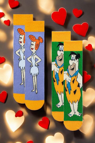 ZEYZEY MONKEY Love Is in the Socks Special Lover Combination Σετ με 2 κάλτσες με μοτίβο χαρακτήρων για ζευγάρια