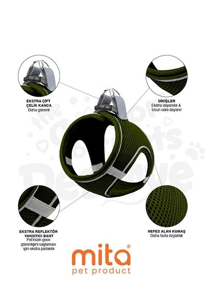 Mita Air Mesh Cat Dog Chest Collar Double Reflective, Anti-Sweat Collar