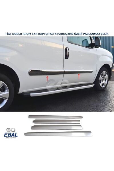 EBAL OTO AKSESUAR Fiat Doblo Uyumlu Krom Yan Kapı Çıtası 4 Kapı 2010-2022 P. ...