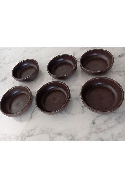 BÜYÜLÜ HOME 6 Pieces Plastic Wood Look Chips and Snack Bowl Set