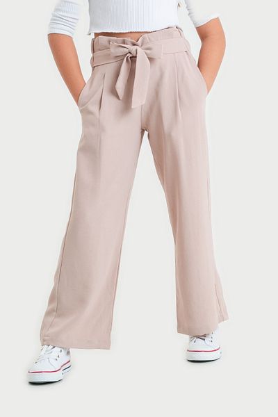 GİYİCEM TEKSTİL Girl's Lace-Up Waist Linen Trousers 2541