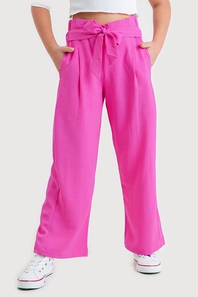 GİYİCEM TEKSTİL Girl's Lace-Up Waist Linen Trousers 2541