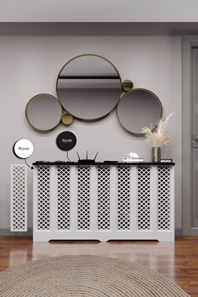 BAGAX Zeugma Model, Beyaz Üstü Siyah Renk,iç Ölçü 136 Cm Dış Ölçü 140 Cm Pete...