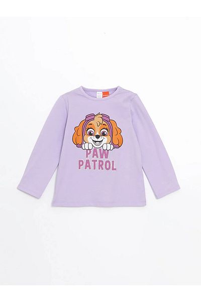 LC Waikiki Lcw Baby Lilac Crew Neck Paw Patrol Printed Baby Girl Pajamas Suit