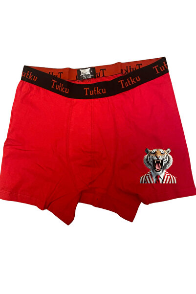 BOXER Kırmızı Hayvan Baskı Desenli Tutku  Boxer