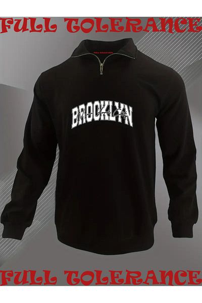 FULL TOLERANCE Brooklyn New York City Vintage Printed Men's Zip-Up Neck Sweatshirt