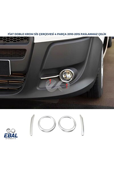 EBAL OTO AKSESUAR Fiat Doblo Krom Sis Farı Çerçevesi 4 Parça 2010-2015 Paslan...