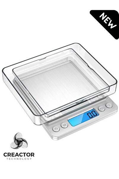 CREACTOR Dijital Hassas Kuyumcu Terazisi 0,1 Gr Hassasiyetli Kapasiteli Mutfa...