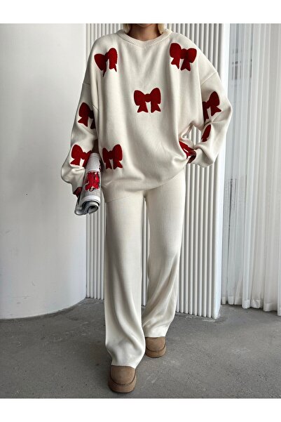 Butik Kurdele Desenli Alt Üst Triko Takım