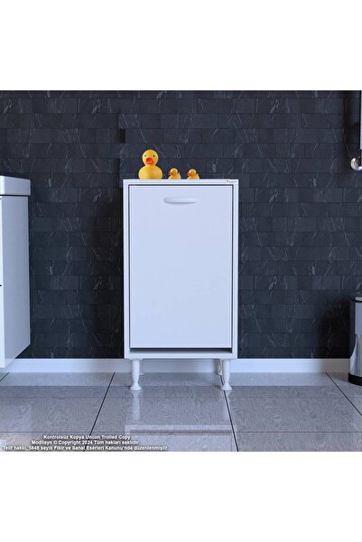 Modilayn SÖKE Banyo İçin Sihirli Kutu 40x75x32,5 cm’ lik 1 Göz Sepet Hazneli Mini Banyo Dolabı