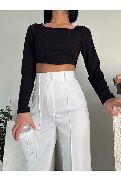 H&A İSTANBUL Women's Slim Fit Turtleneck - High Loose 90s Palazzo Trousers