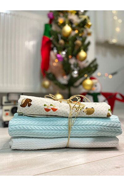 Mak store Çok Amaçlı 3'lü Örtü Seti %100 Pamuk 80x80x75 Cm