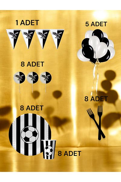 VibeHome Πακέτο 8 Personality Black White Fan M - Πάρτι γενεθλίων και διασκεδαστικές εκδηλώσεις