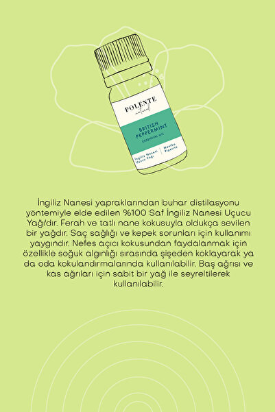 Polente Natural İngiliz Nanesi Uçucu Yağı 10 ml