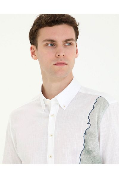 Pierre Cardin Μακρυμάνικο πουκάμισο Khaki Slim Fit