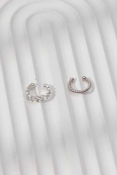 MRK Kadın Kıkırdak Burgu 2li Set Earcuff Küpe