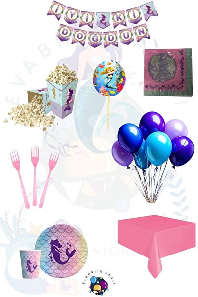 Evabrite Σετ 8 ατόμων με θέμα Γοργόνα Lüxbk - Προμήθειες για σετ πάρτι γενεθλίων