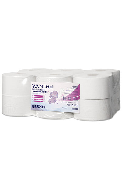 Wanda soft Mini Jumbo Tuvalet Kağıdı 4 KG 95M Rulo - 12'li Paket - 2 Katlı, 21cm Yaprak Eni