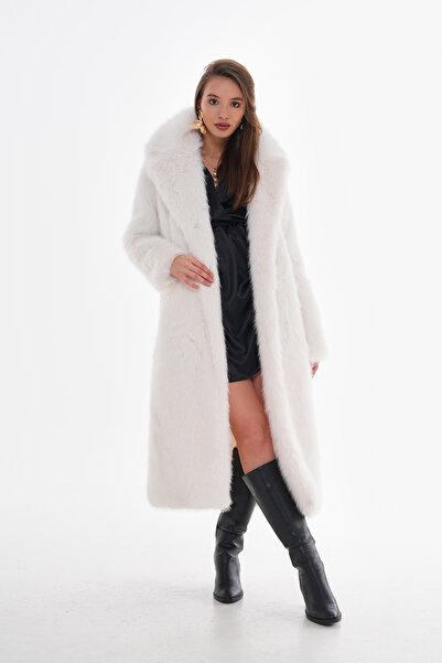 NAVY Повний довгий пухнастий пальто