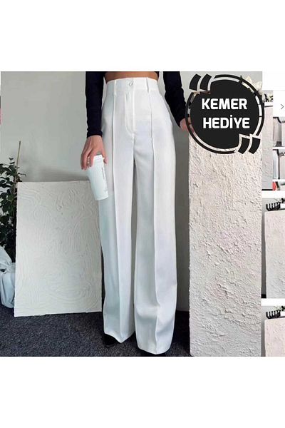 H&A İSTANBUL Women's Slim Fit Turtleneck - High Loose 90s Palazzo Trousers