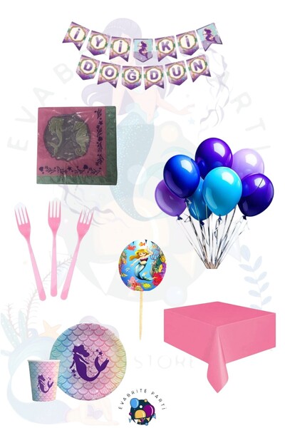 Evabrite Σετ 8 ατόμων με θέμα τη Γοργόνα - Υπέροχο Σετ Προμηθειών για Πάρτι Γ...