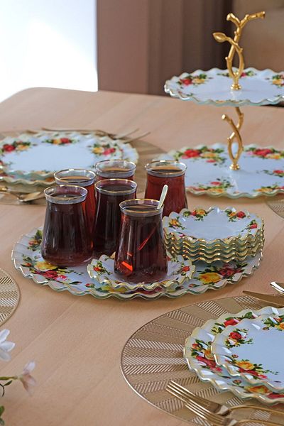 Glore صينية زجاجية مطلية بالذهب من هامبر