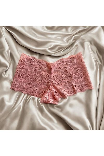 BLİSS WEAR FASHION Γυναικεία ροζ δαντελένια μπόξερ σλιπ 3 τεμαχίων
