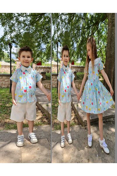 GURBET YILMAZ KIDS&WOMEN Cartoon Character Brother Combination Boy's Shorts Set