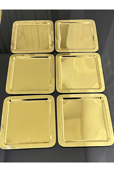 USD HOME Σετ 6 ανοξείδωτος απλός τετράγωνος χρυσός δίσκος σερβιρίσματος παρουσίασης καφέ Δίσκος υπόσχεσης