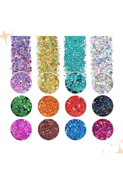 epoksi kalıp cank 60gr   Epoksi Chunky Glitter 12 x 5gr , Epoksi Mum Beton Makyaj Yüz Vücut Simi