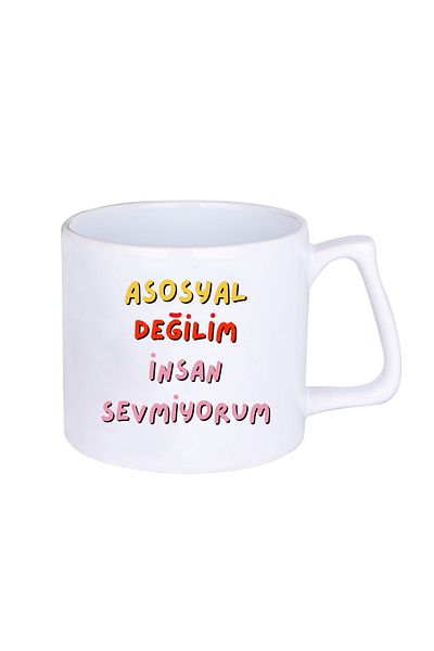 BASKIBAZAR Since 2020 I'M Not Asocial I Don'T Love People Gift Printed Porcelain White Luxury Latte Cup