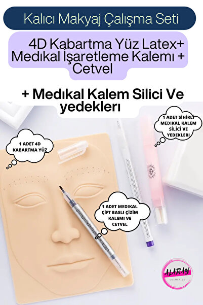 Francheska Kalıcı Makyaj Çalışma Seti-4D Yüz Kabartmalı+Kalem+Cetvel+sihirli ...