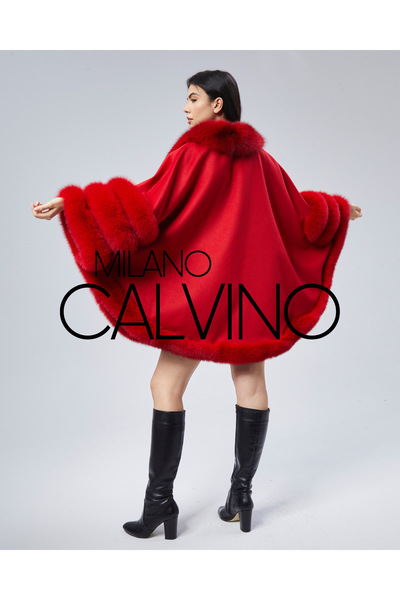 Milano Calvino Kürklü Kaşmir Panço