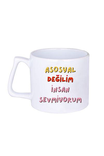 BASKIBAZAR Since 2020 I'M Not Asocial I Don'T Love People Gift Printed Porcelain White Luxury Latte Cup